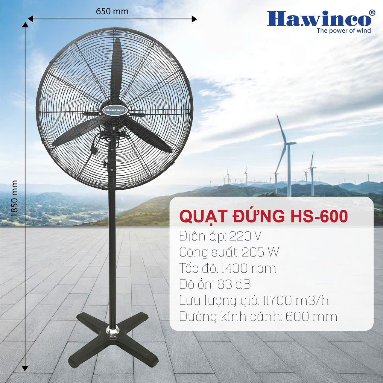 Quạt đứng công nghiệp Ha.winco HS 600c